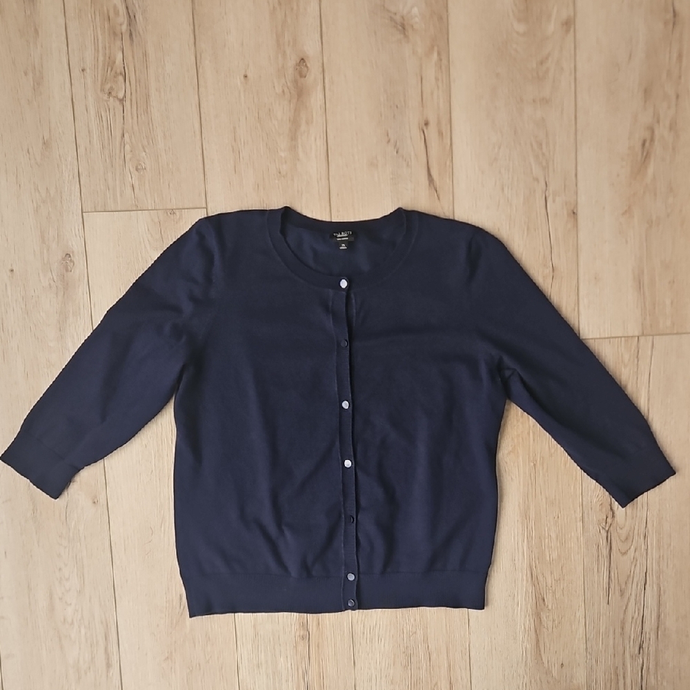Talbots Women's Navy Cardigan Sweater Pima Cotton Blend XL